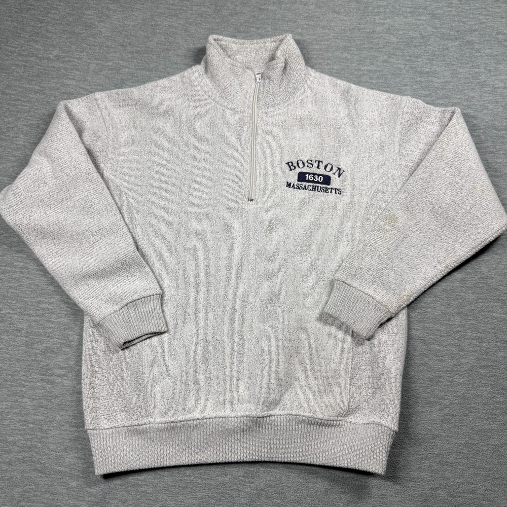 Bay State Gear Sweatshirt Womens XS Gray Boston Massachusetts 1/4 Zip Pullover‎